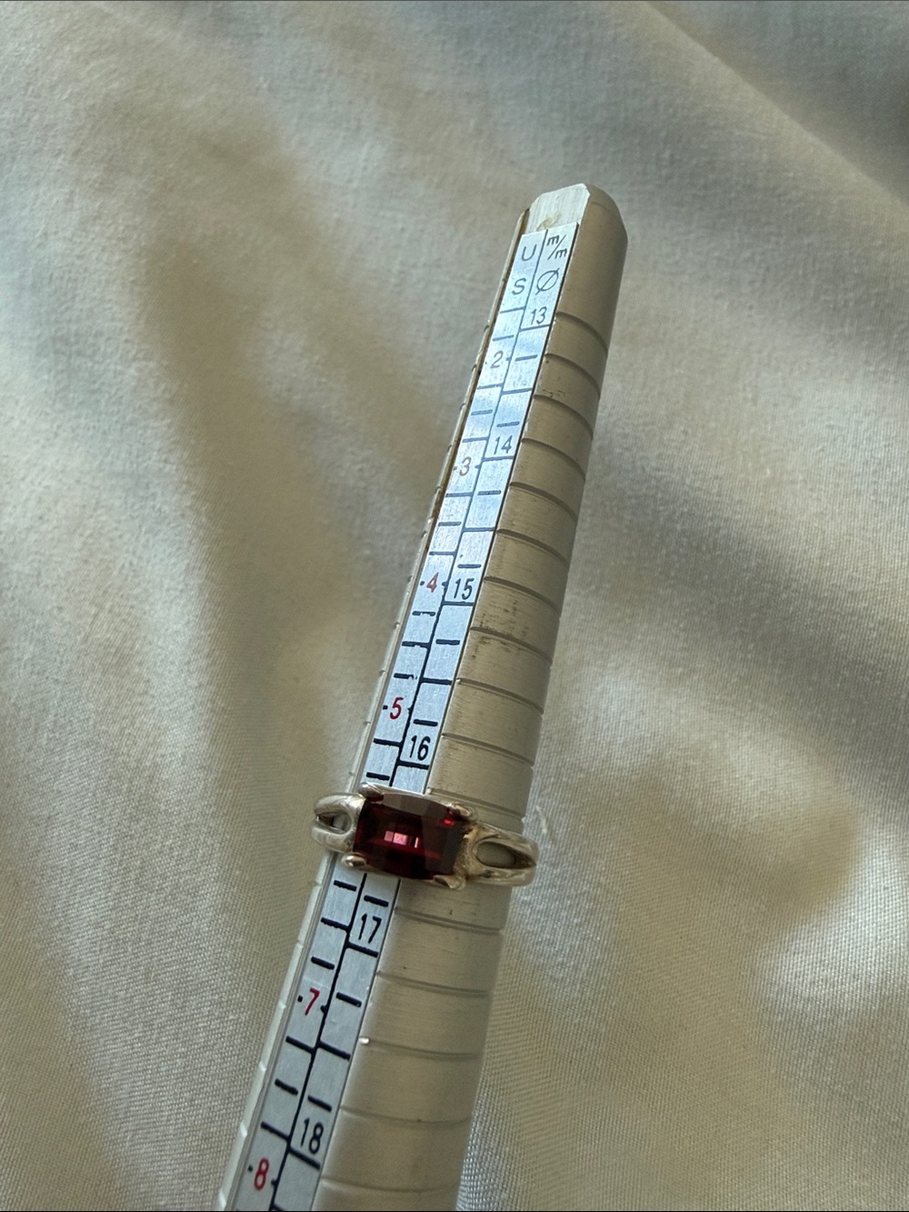 New size 6 garnet sterling silver ring